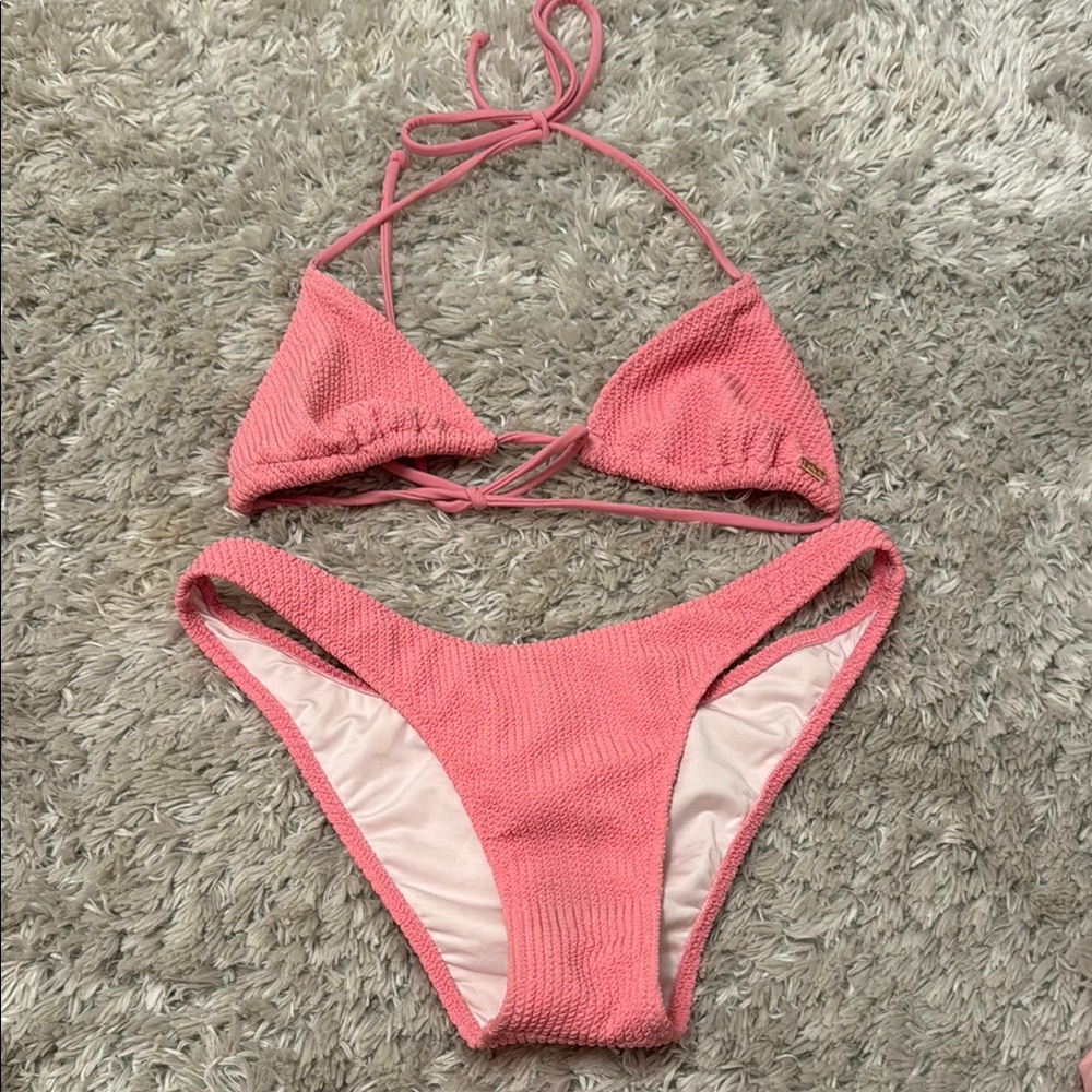 Pink Knit Bikini Set
